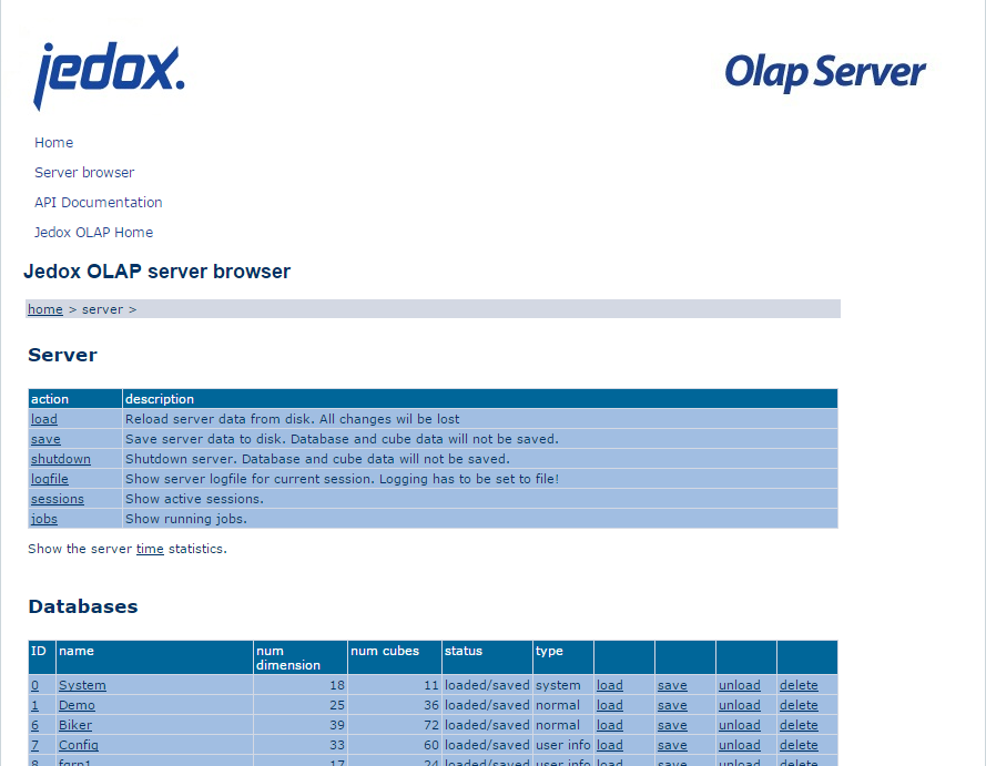 missing image: Jedox OLAP Server Admin Interface