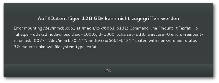 Error mounting fs type exfat